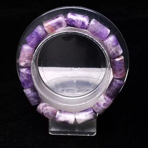 8x8x14mm Natural Dream Purple Amethyst Crystal Gemstone Tube Beads 7" Bracelet